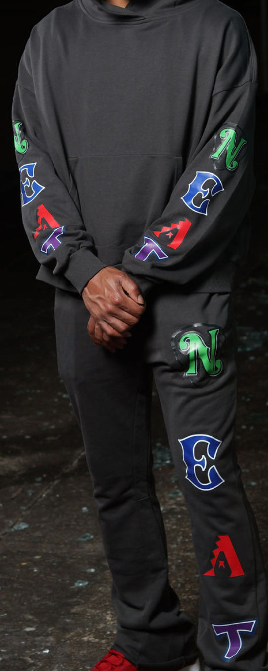 (N)EAT FRENCH TERRY FLANNEL PANTS - SMOKE GRAY
